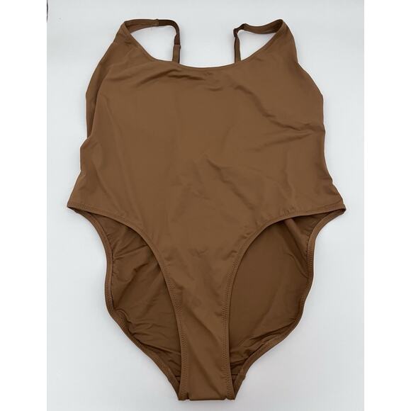 SKIMS Other - SKIMS Scoop Neck Womens Size 3X One Piece Swimsuit Bathing Suit Brown Almond NWT
